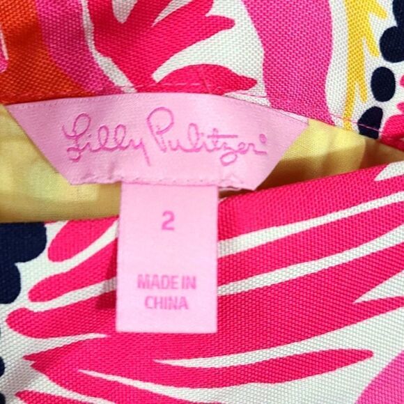 Lilly Pulitzer 100% Silk Pink Floral Mini Skirt Pleated A-line Fayette Oxford - Picture 8 of 11